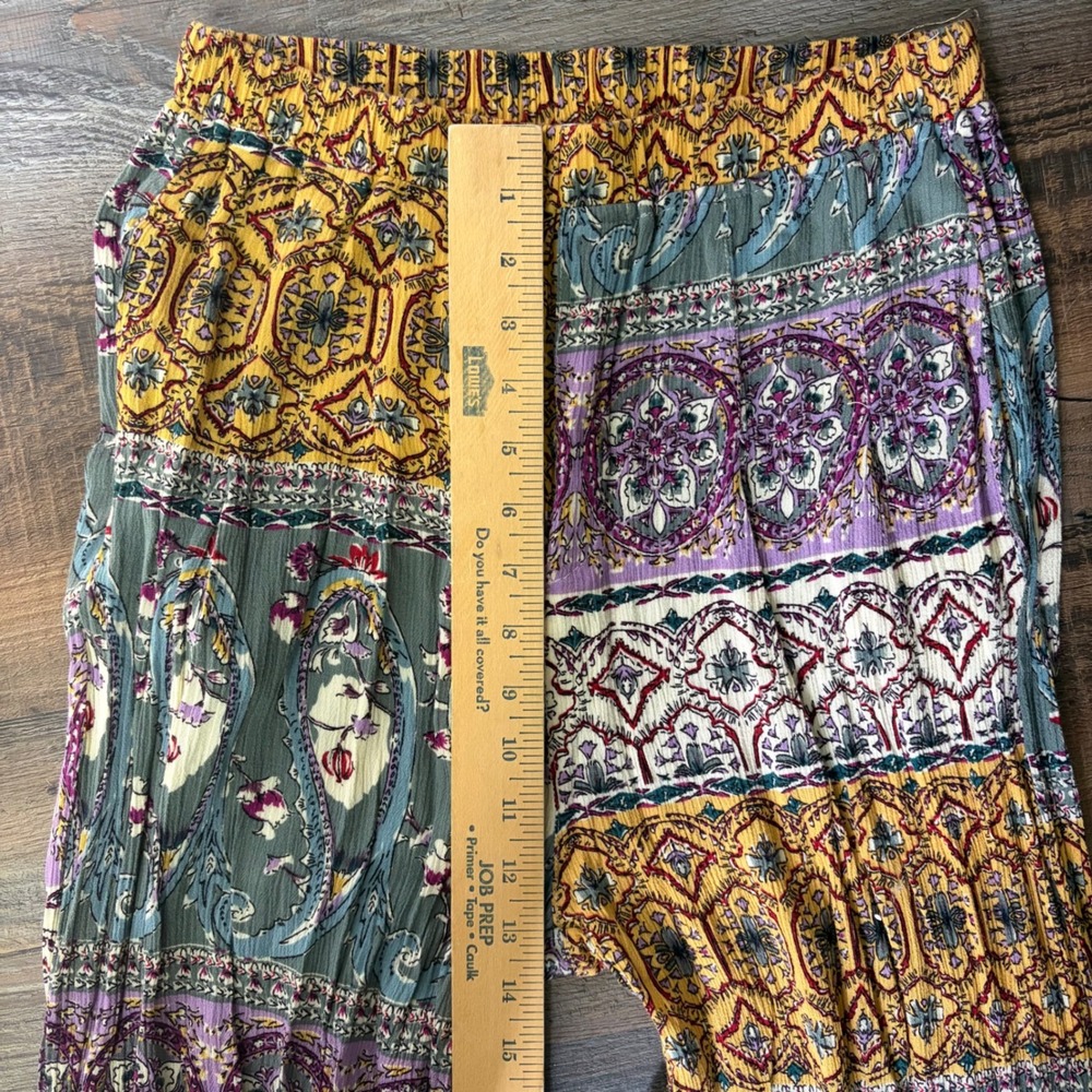 Umgee Boho Mixed Patchwork Crinkle Gauze Paisley Wide Leg Palazzo Pant Small - Picture 10 of 11